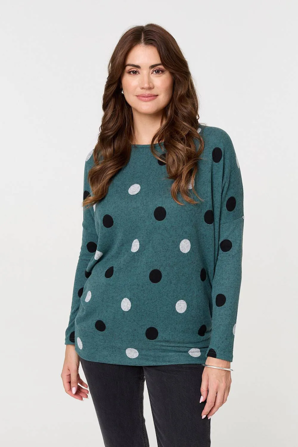 Izabel London – Polka Dot Print Relaxed Sweatshirt