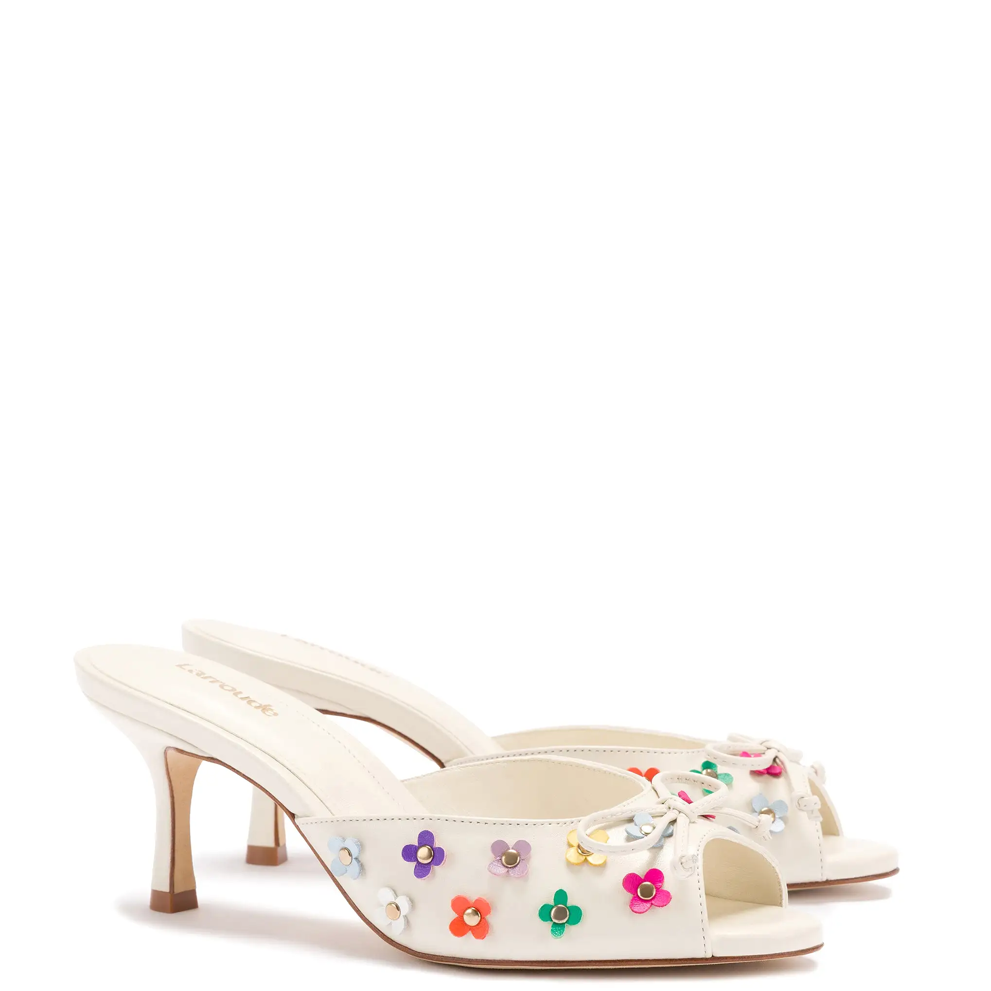 Jasmine Mule In Ivory and Multicolor Leather