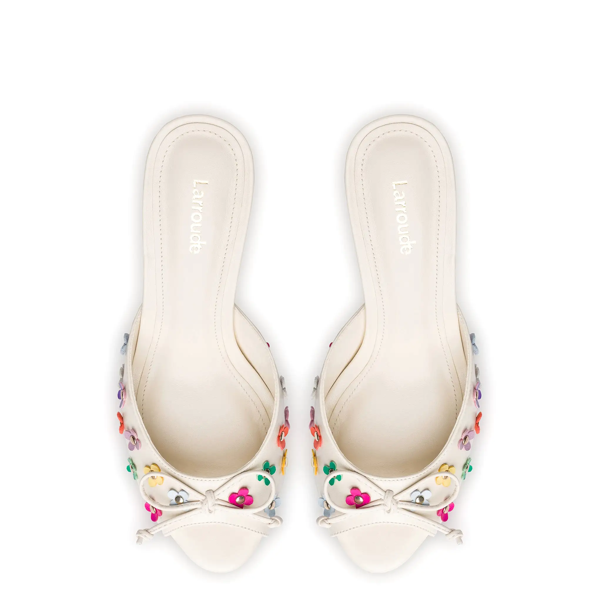 Jasmine Mule In Ivory and Multicolor Leather