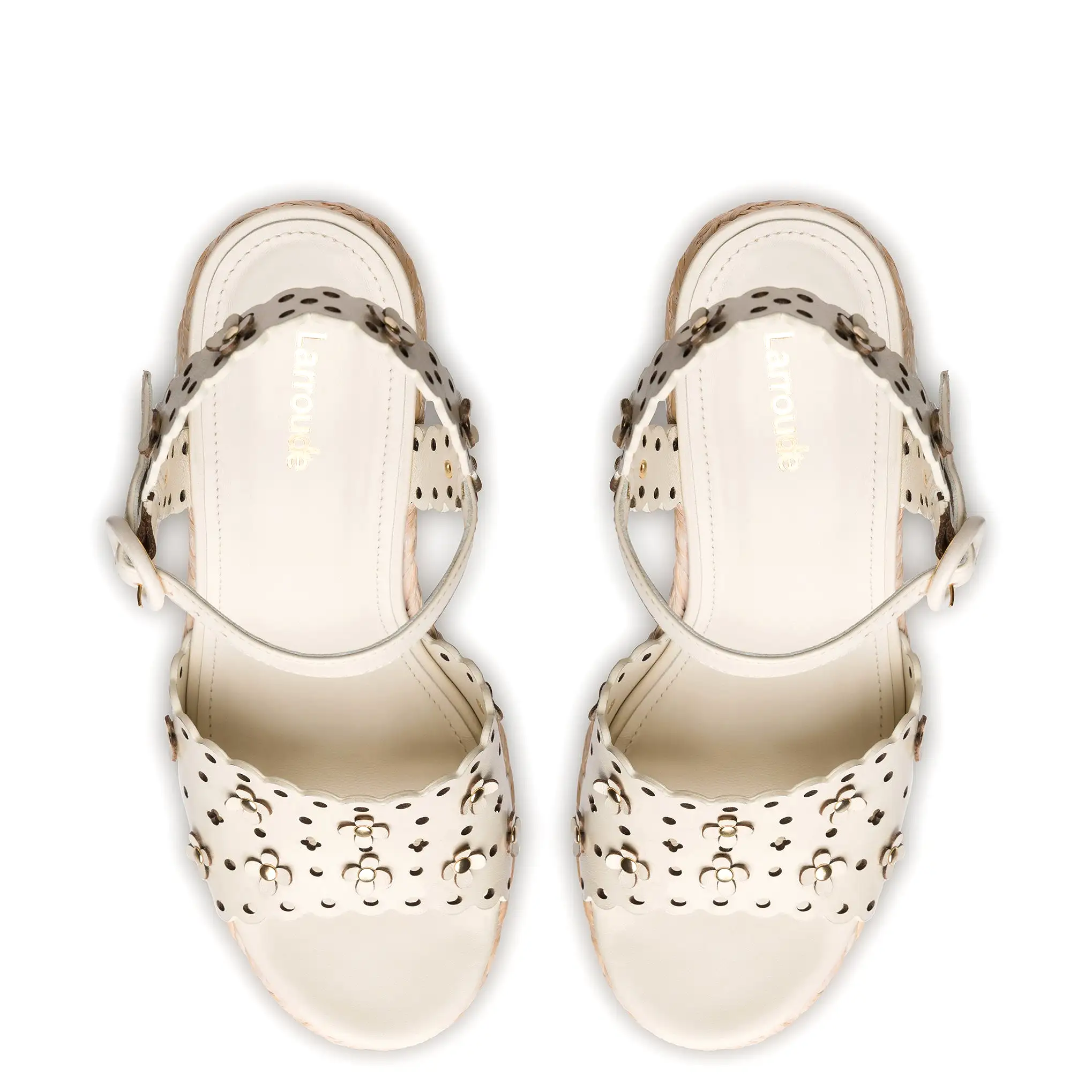 Jasmine Wedge In Ivory Leather