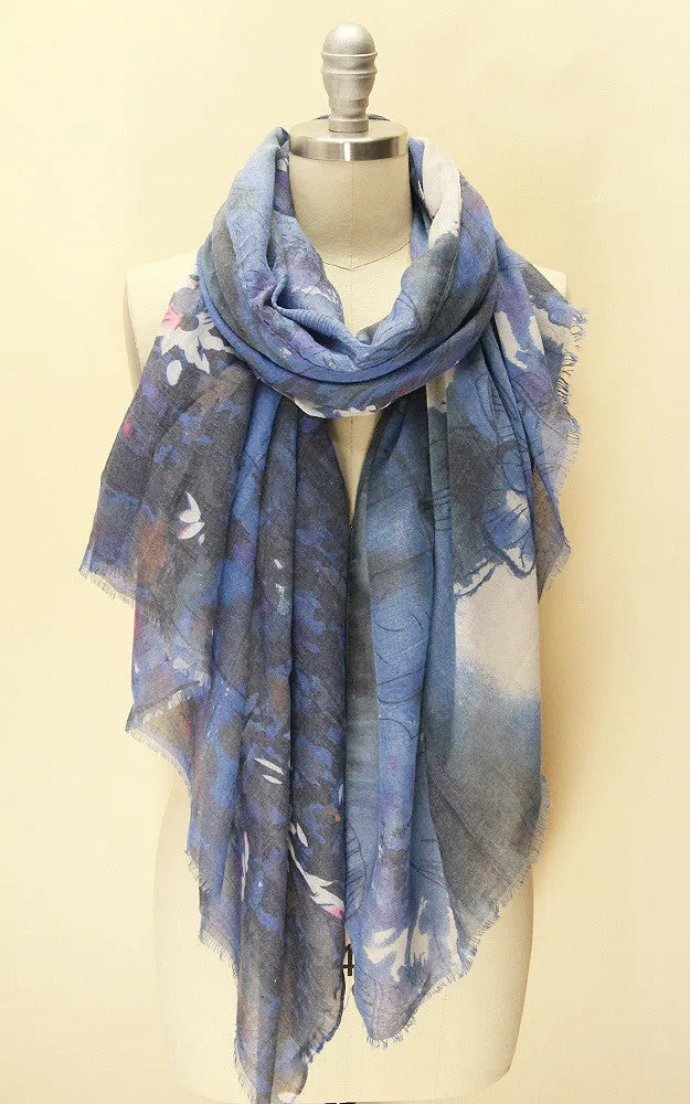 JC1645 Blue Delta Floral Print Scarf