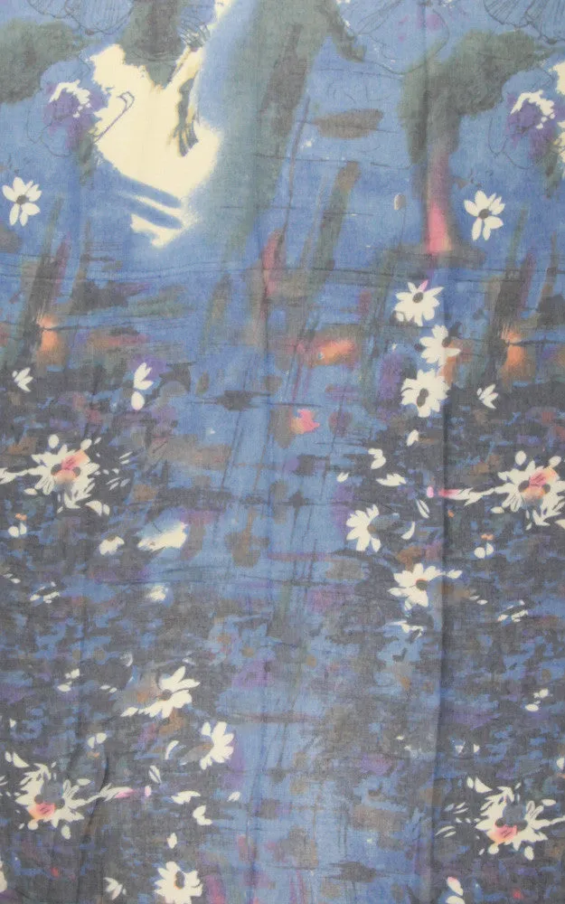 JC1645 Blue Delta Floral Print Scarf