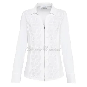 Just White Zip Blouse - Style J3614