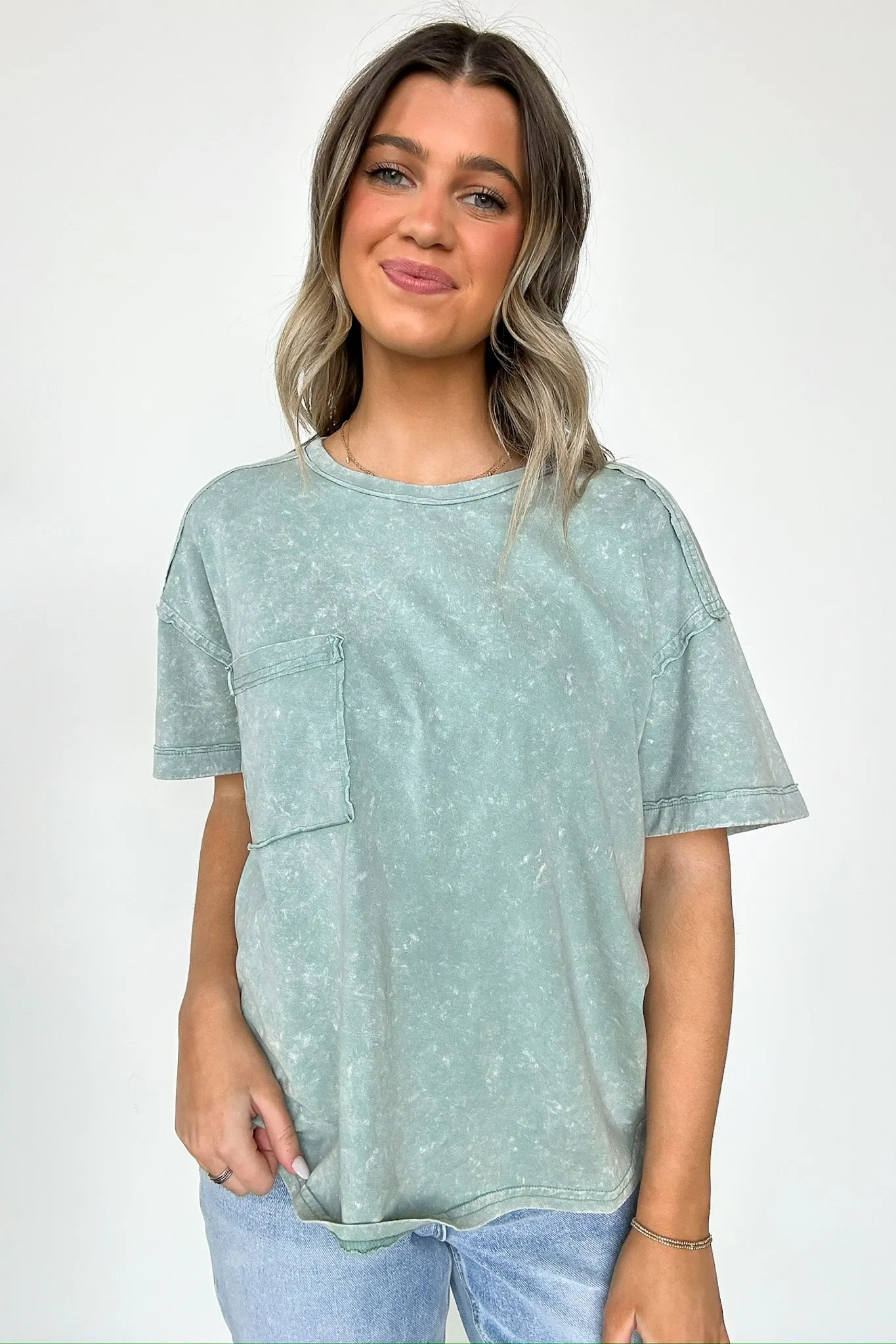 Keshia Mineral Washed Short Sleeve Top - BACK IN STOCK