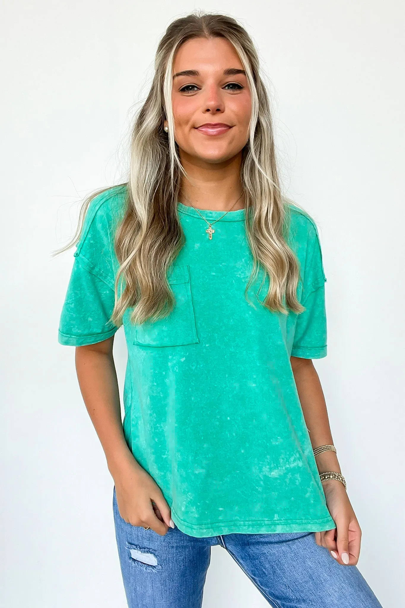 Keshia Mineral Washed Short Sleeve Top - BACK IN STOCK