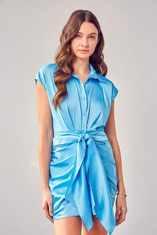 KIMMIE SATIN FRONT TIE DRESS [ONLINE EXCLUSIVE]