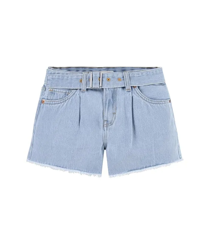 Levi's® Kids Belted Girlfriend Fit Shorty Shorts (Little Kid)