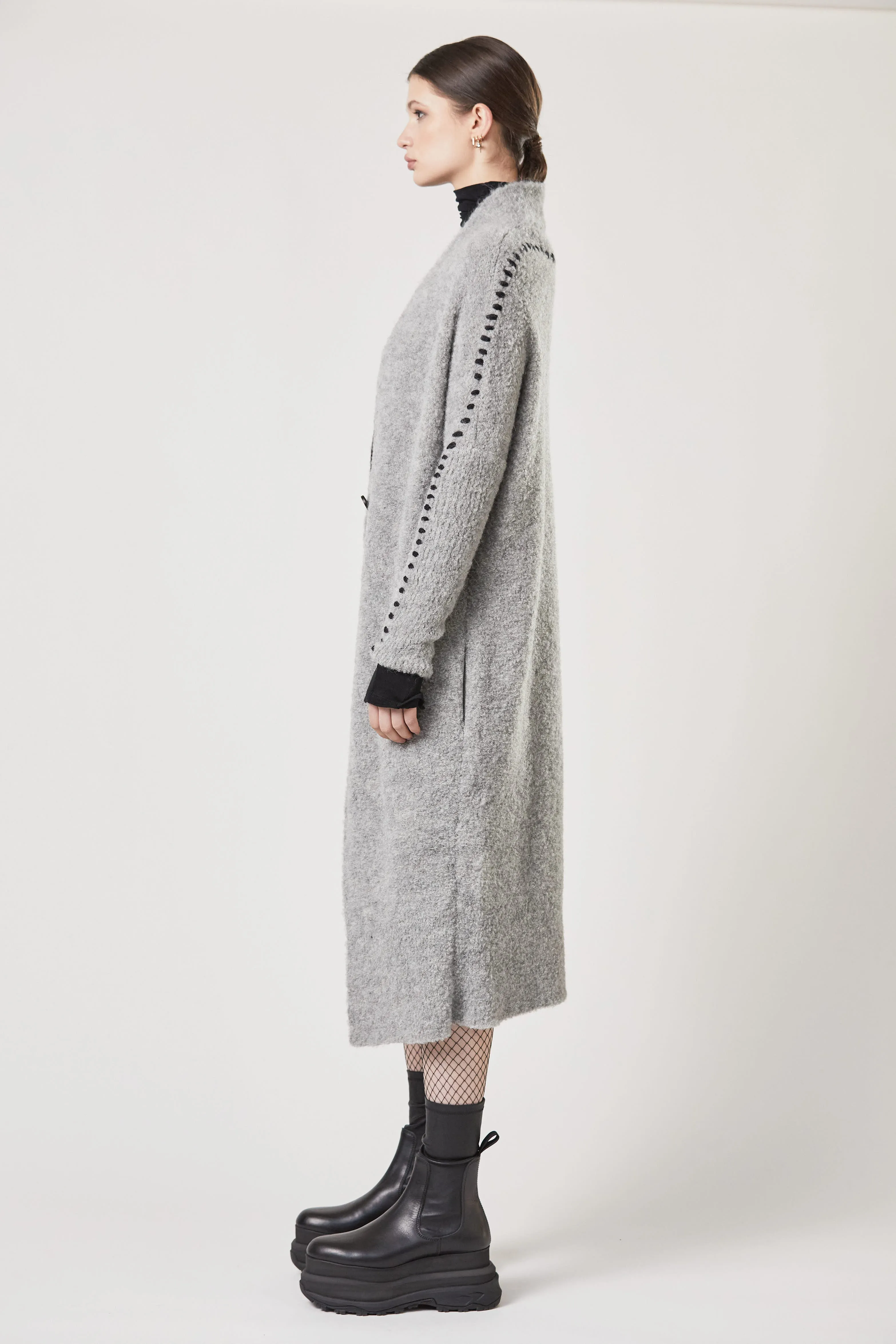 LIGHT GREY ALPACA LONG CARDIGAN