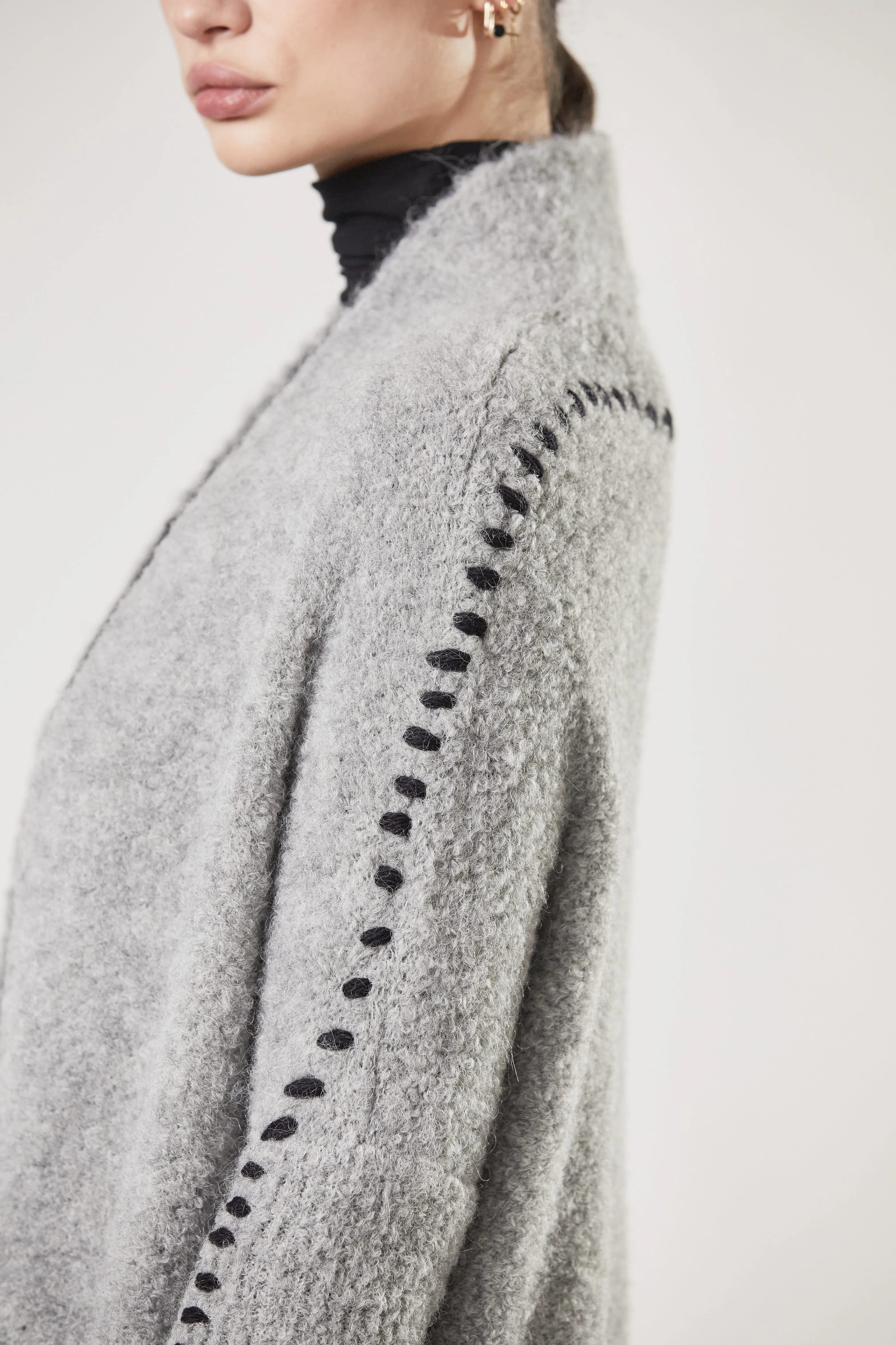 LIGHT GREY ALPACA LONG CARDIGAN