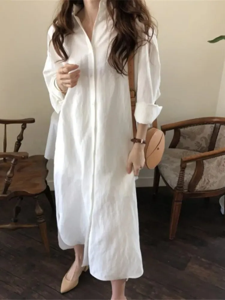 Loose Long Cotton and Linen Blouse Temperament Simple