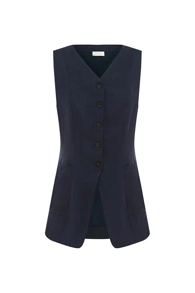 LORENZO HIGH NECK VEST - INK