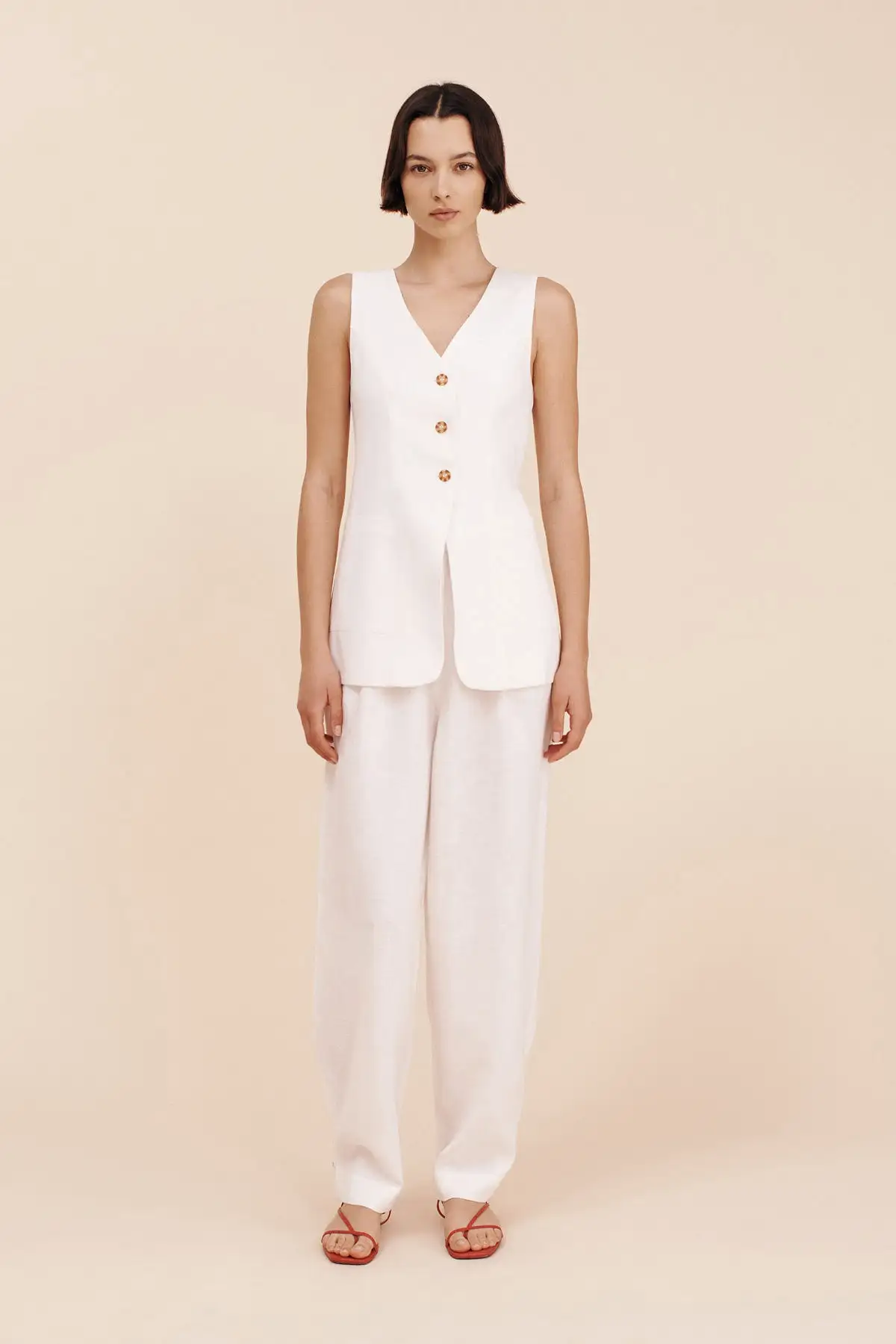 LORENZO TAILORED VEST - IVORY