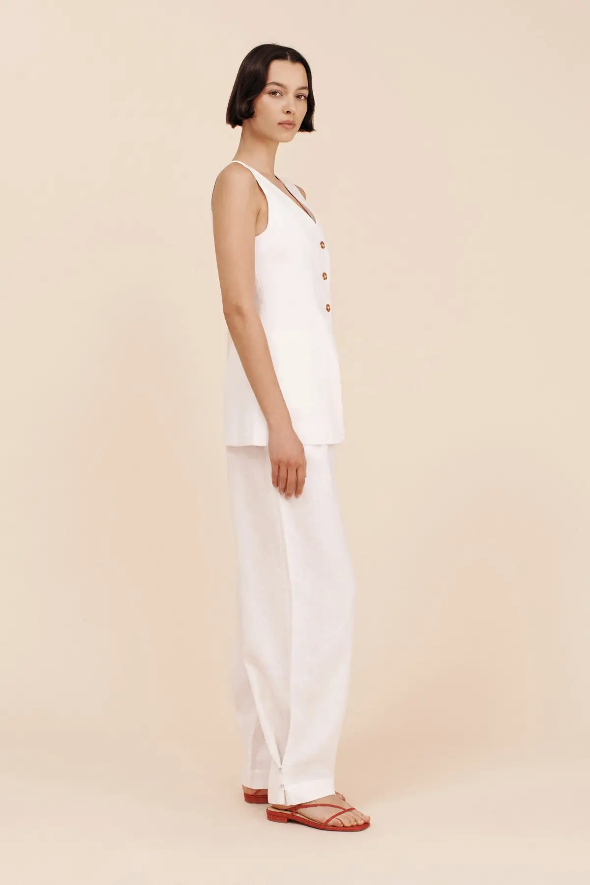 LORENZO TAILORED VEST - IVORY