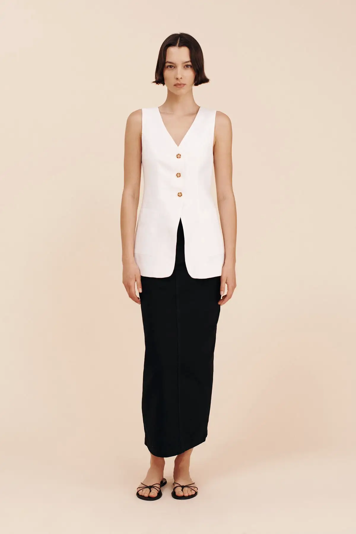 LORENZO TAILORED VEST - IVORY