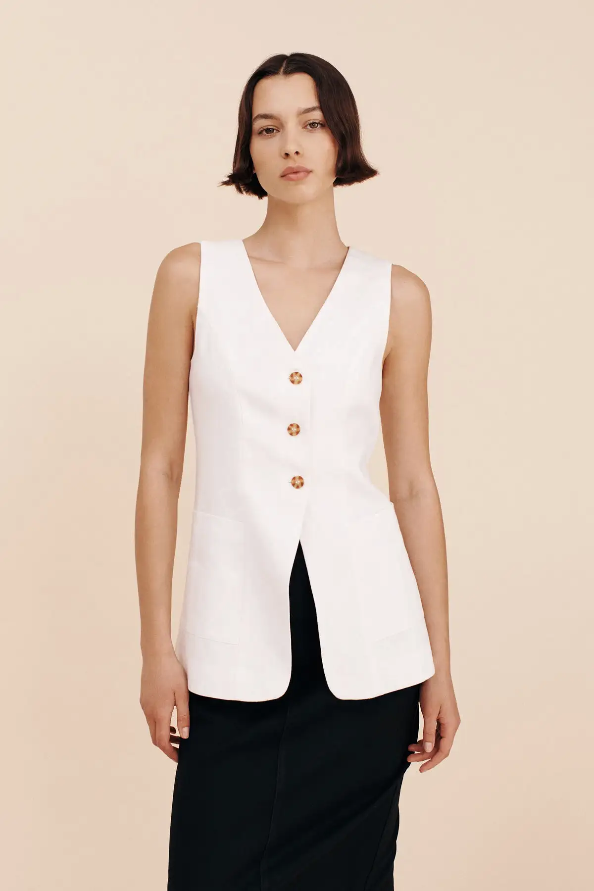 LORENZO TAILORED VEST - IVORY