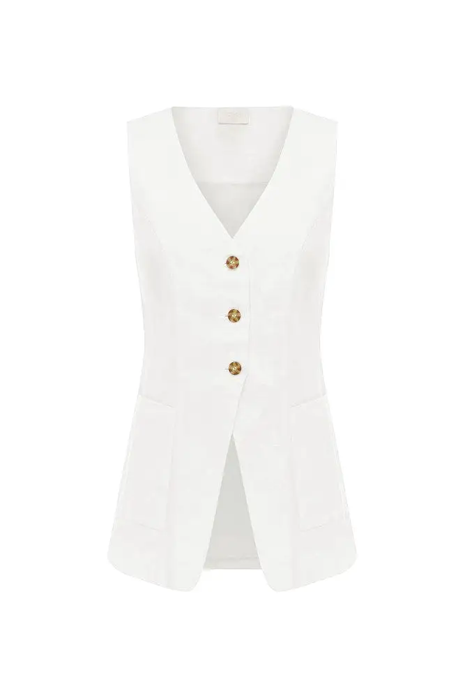 LORENZO TAILORED VEST - IVORY