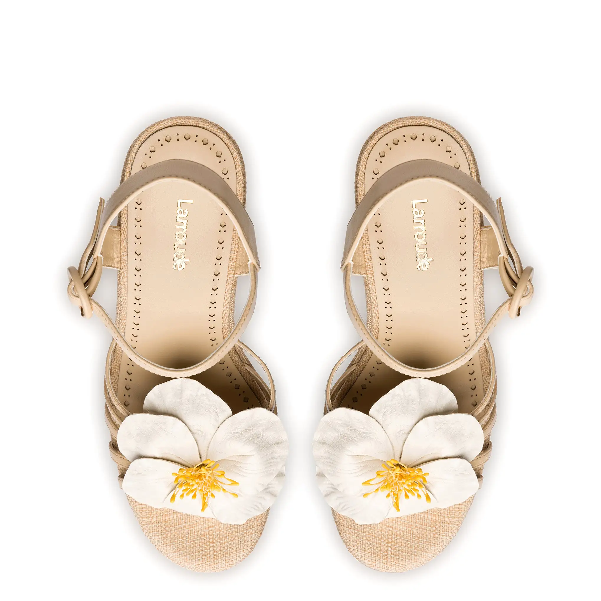 Magnolia Wedge In Ivory Leather