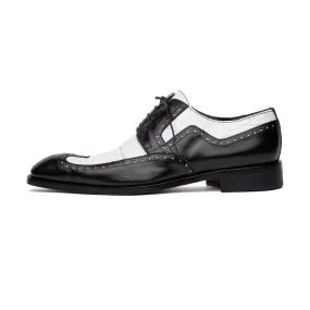 Mauri Goodfella 3258 Men's Shoes Black & White Exotic Alligator / Calf-Skin Leather Wing-tip Derby Oxfords (MA5600)