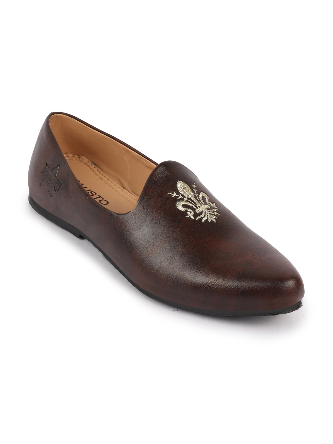 Men Brown Ethnic Slip-On Juttis