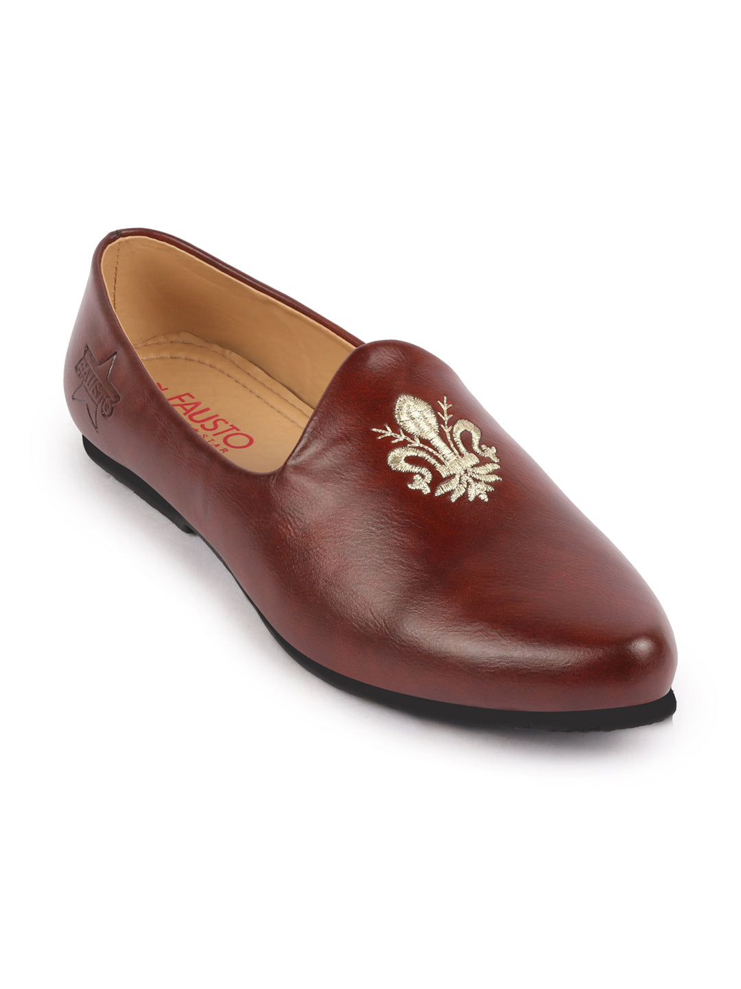 Men Cherry Ethnic Embroidery Juttis and Mojaris