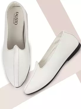 Men Ethnic White Slip On Juttis and Mojaris