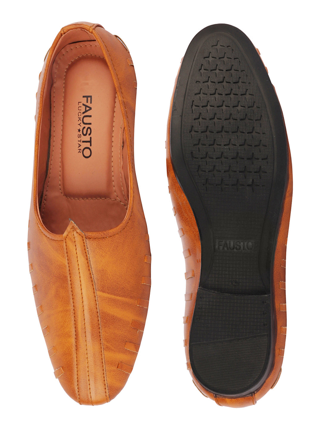 Men Tan Ethnic Slip-On Juttis