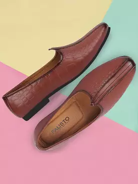 Men Tan Ethnic Slip-On Juttis