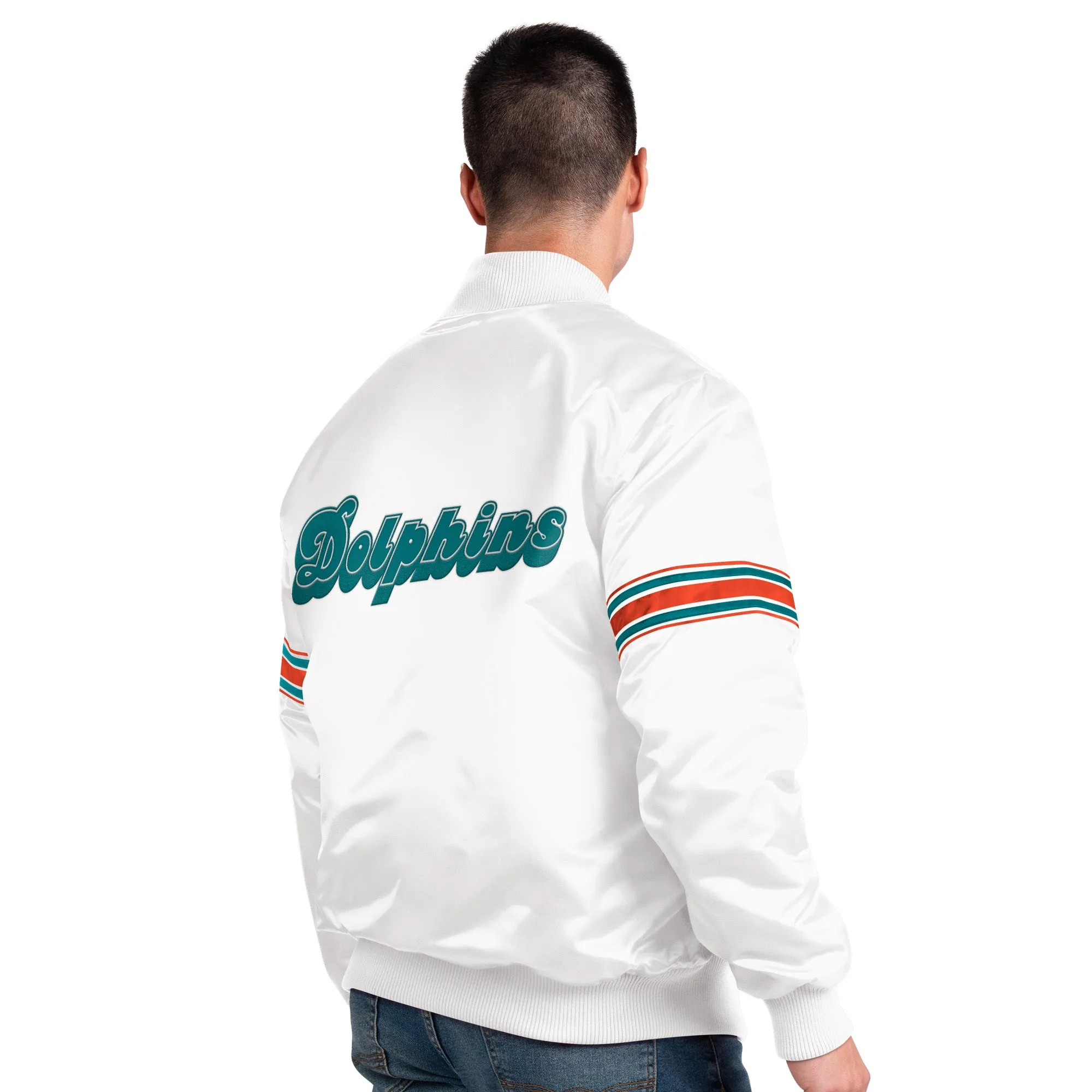 Miami Dolphins Vintage Logo Classic Starter Jacket-  White