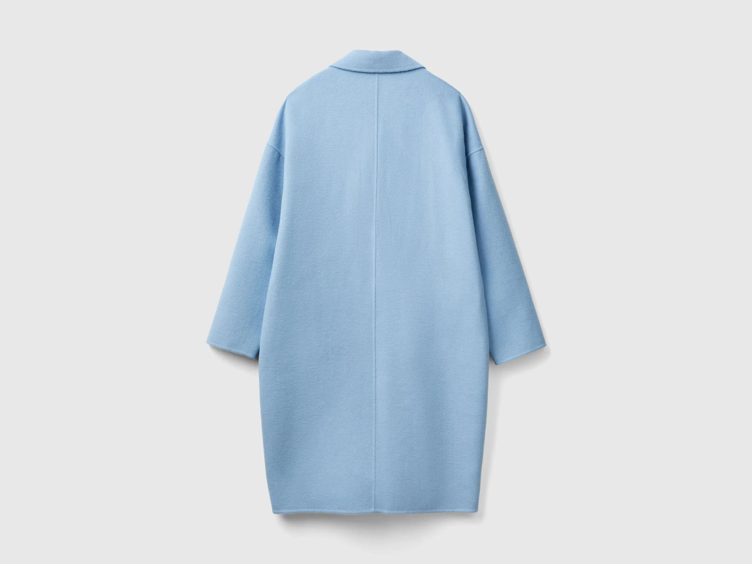 Midi coat in wool blend - Light Blue | Benetton