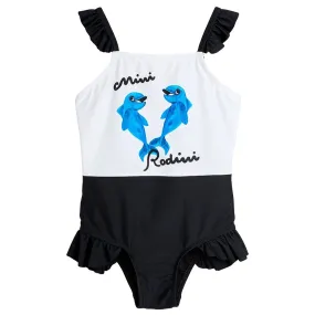 Mini Rodini Child Dolphin Frill Swimsuit Black