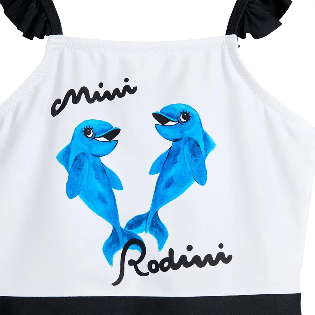 Mini Rodini Child Dolphin Frill Swimsuit Black