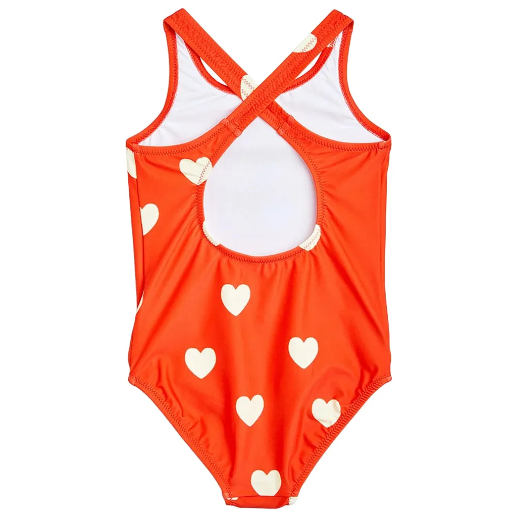 Mini Rodini Child Hearts Swimsuit Red