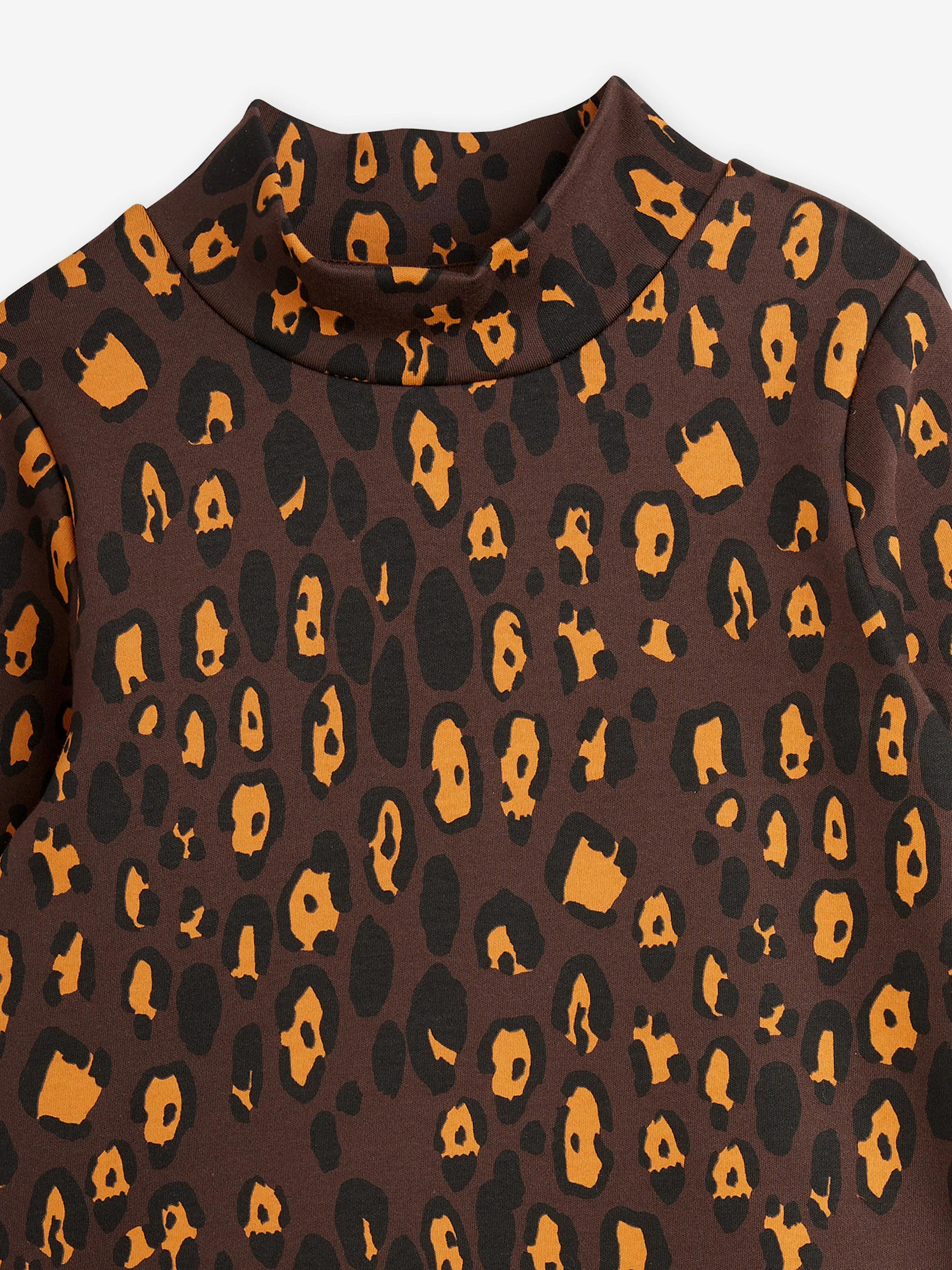 Mini Rodini Girls Leopard Long Sleeve T-Shirt in Brown