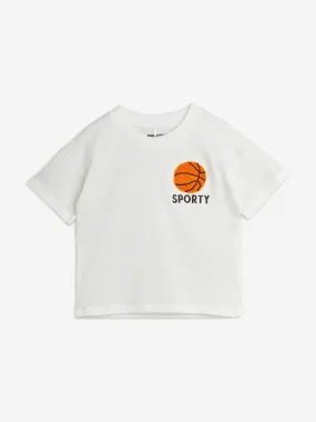 Mini Rodini Kids Basketball Chenille Embroidered T-Shirt in white