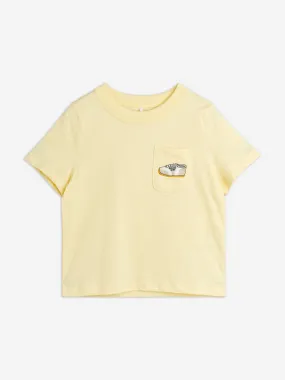 Mini Rodini Kids Embroidered Pocket T-Shirt in Yellow