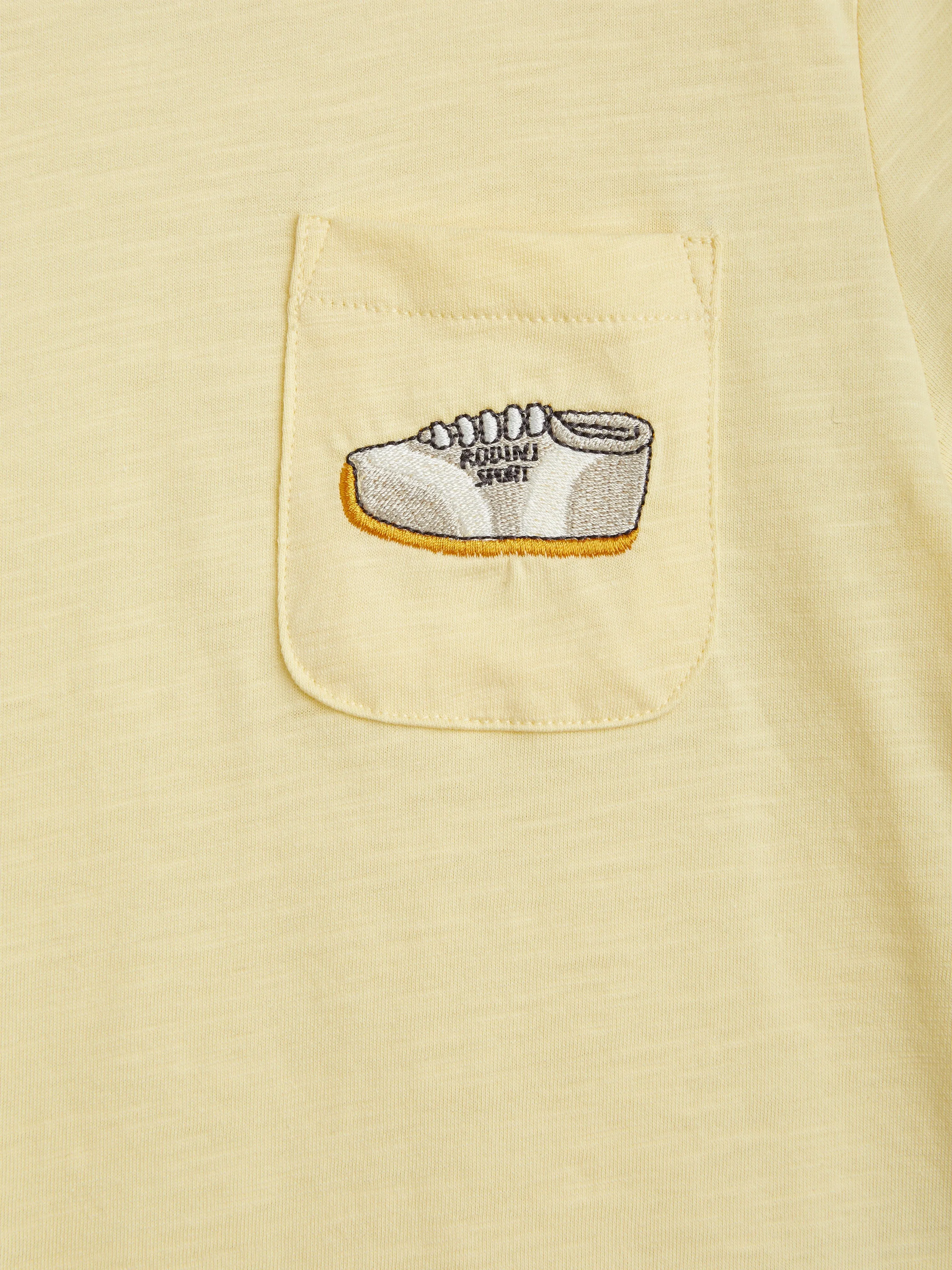 Mini Rodini Kids Embroidered Pocket T-Shirt in Yellow