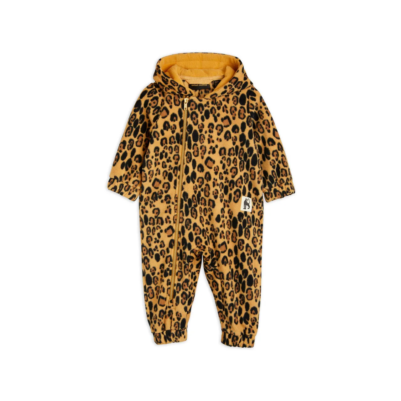 MINI RODINI Leopard Fleece Bodysuit - Beige