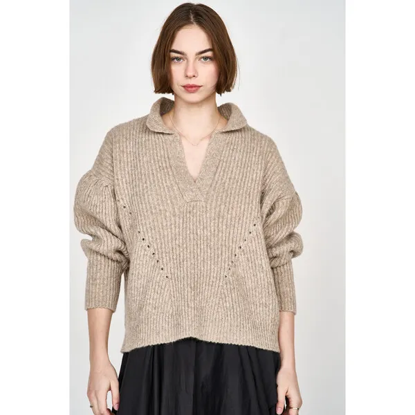 Mirth Women's Jackson Long Sleeve Sweater, Camel