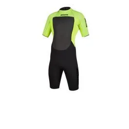 Mystic Brand 3/2mm Back Zip Shorty Wetsuit 2022 - Black/ Lime