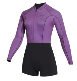 Mystic Lunar 2/2mm Womens Longarm Shorty Front Zip Wetsuit - Purple