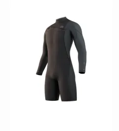 Mystic Marshall 3/2mm Mens Longarm Chest Zip Shorty Wetsuit - Black/Grey