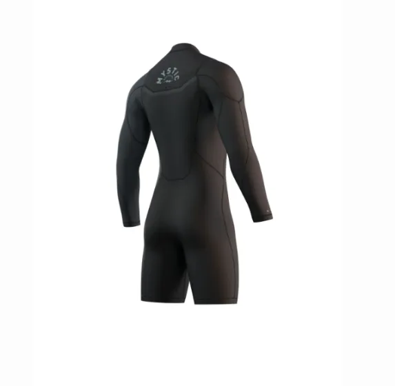 Mystic Marshall 3/2mm Mens Longarm Chest Zip Shorty Wetsuit - Black/Grey