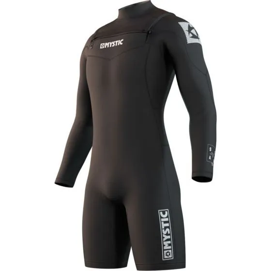 Mystic Star 3/2mm Long Arm Back Zip Mens Shorty Wetsuit - Black