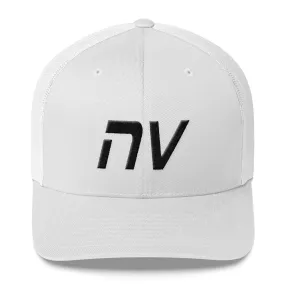 Nevada - Mesh Back Trucker Cap - Black Embroidery - NV - Many Hat Color Options Available