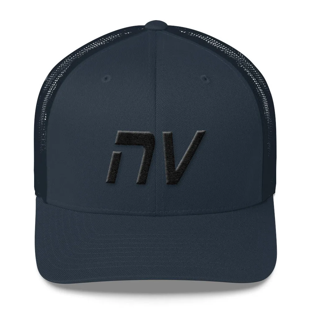 Nevada - Mesh Back Trucker Cap - Black Embroidery - NV - Many Hat Color Options Available