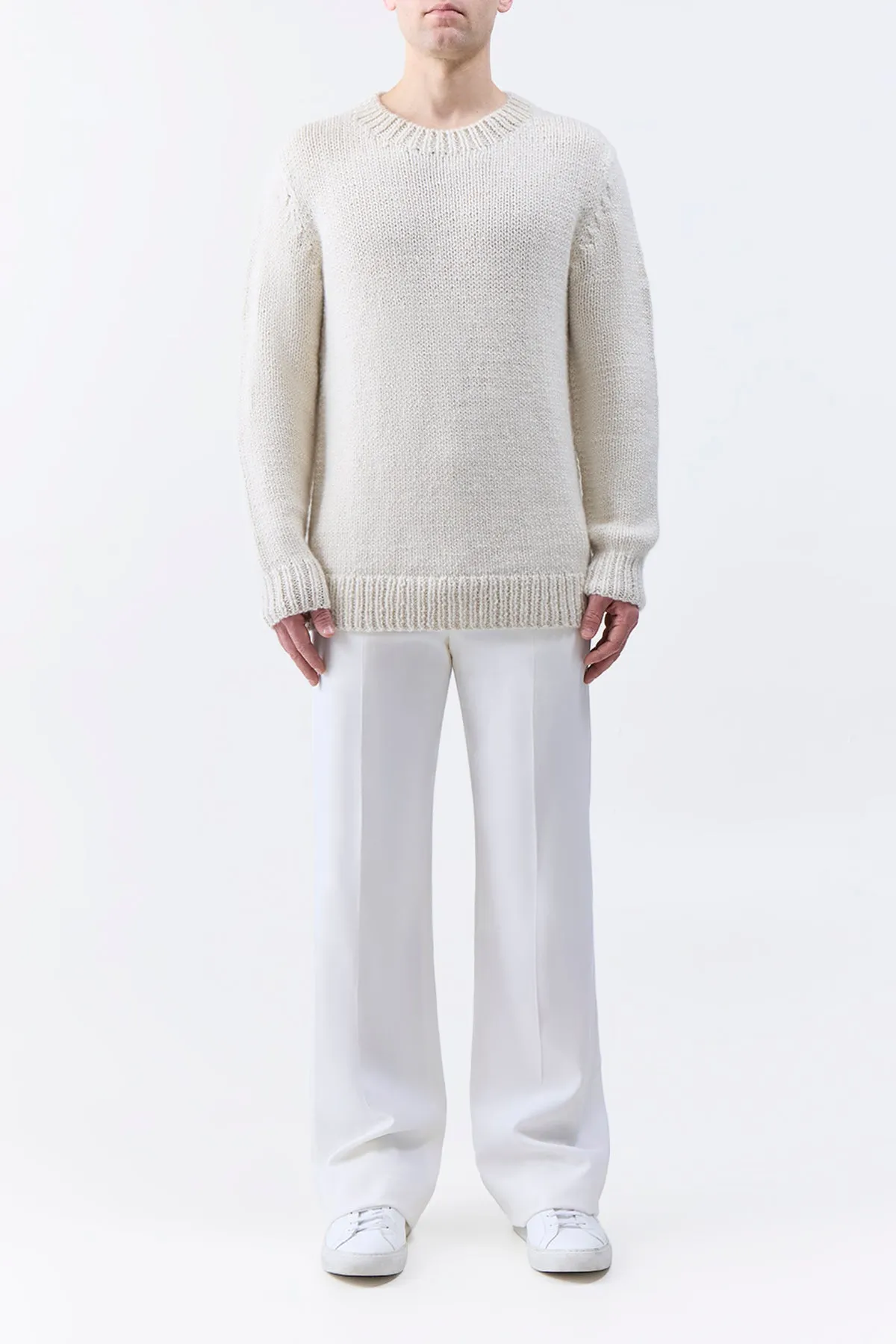 Niall Knit Sweater in Ivory Cashmere