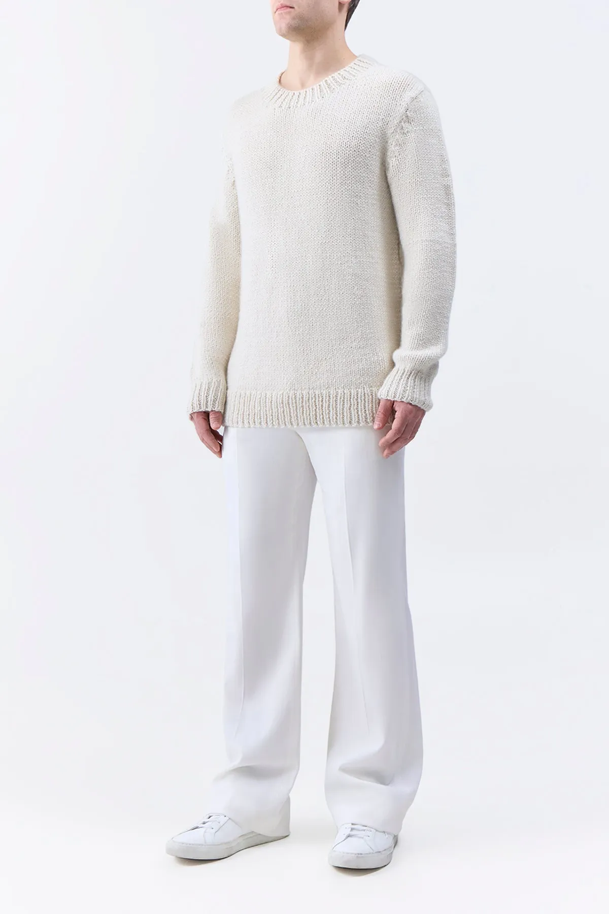 Niall Knit Sweater in Ivory Cashmere