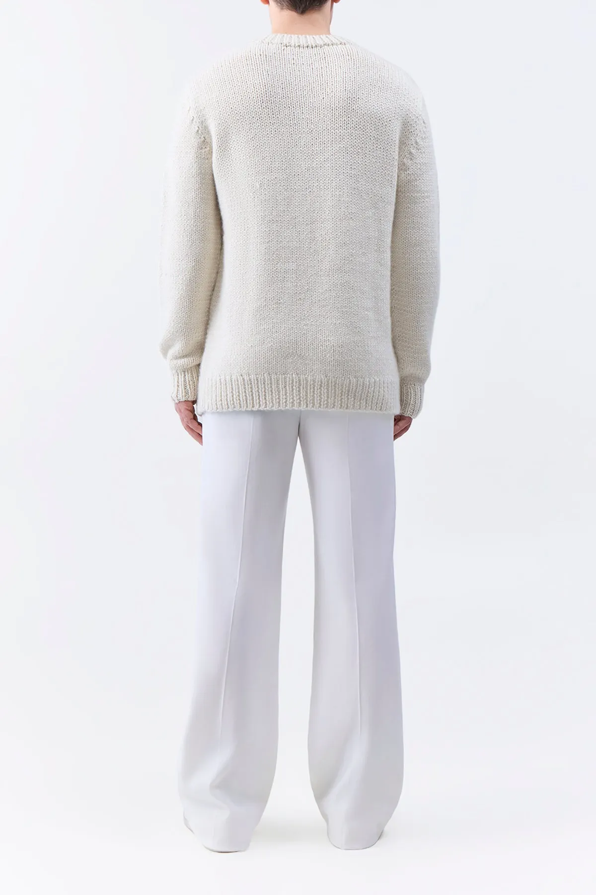 Niall Knit Sweater in Ivory Cashmere