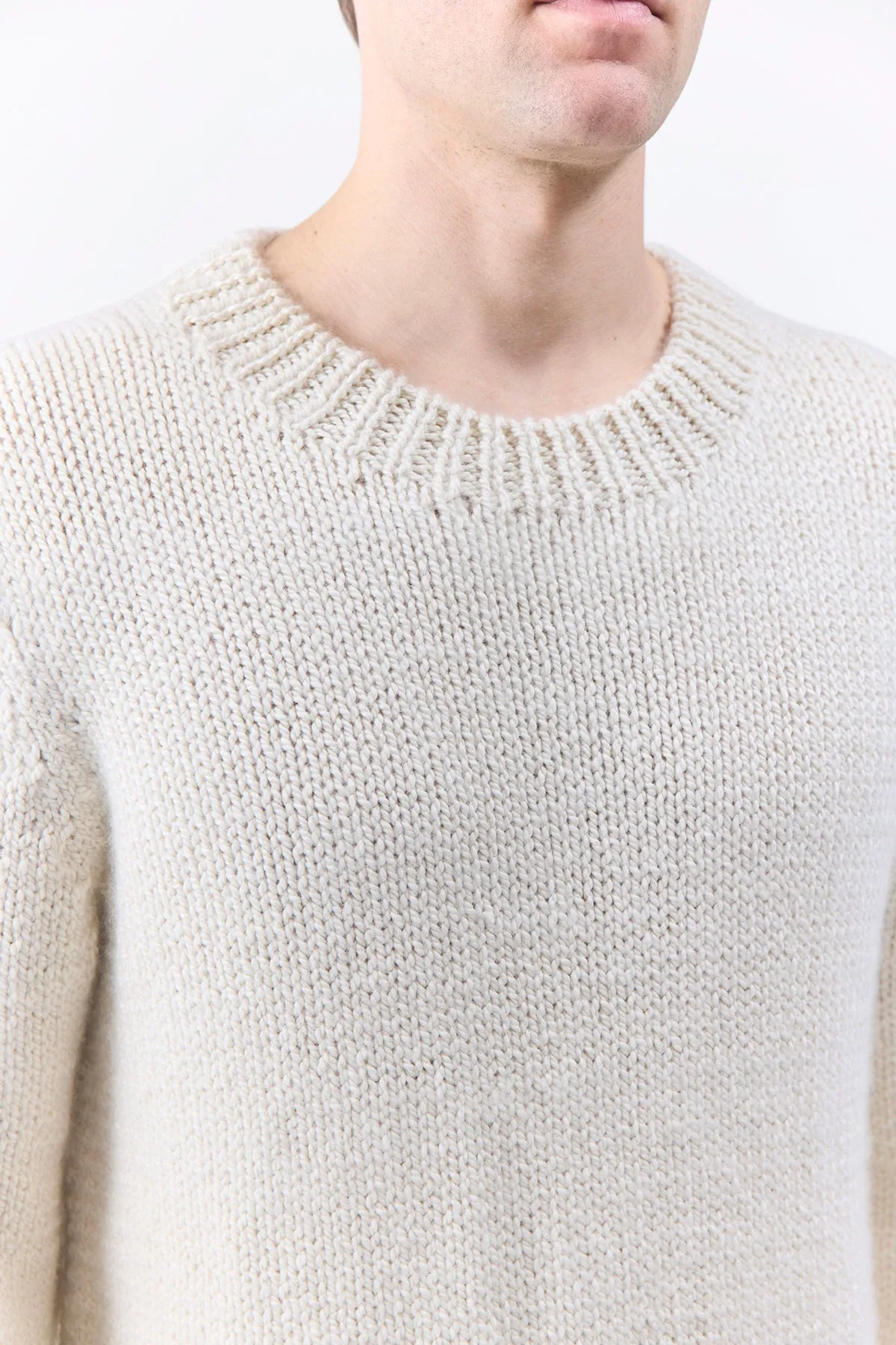 Niall Knit Sweater in Ivory Cashmere