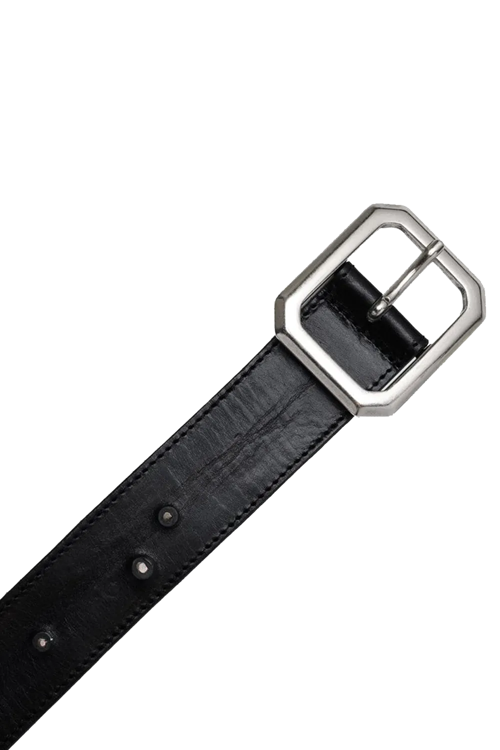 Octagonal Buckle Leather Belt (Black)